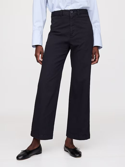 Gap High Rise Stride Wide-Leg Ankle Khakis