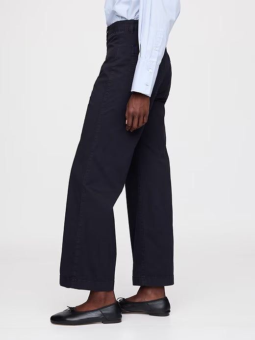 Gap High Rise Stride Wide-Leg Ankle Khakis