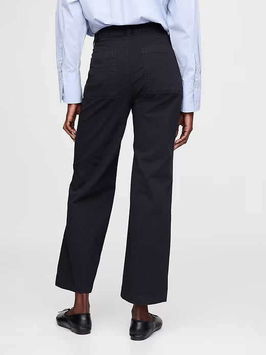 Gap High Rise Stride Wide-Leg Ankle Khakis