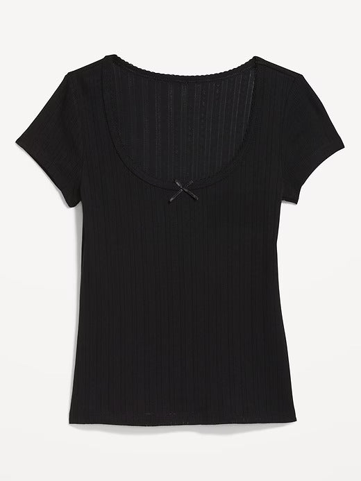 Old Navy Lace-Trim Ribbed Pointelle T-Shirt