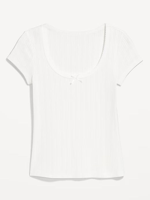 Old Navy Lace-Trim Ribbed Pointelle T-Shirt