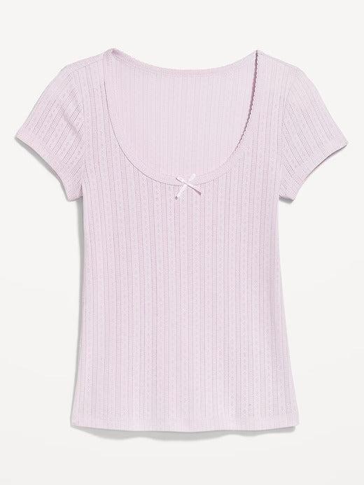 Old Navy Lace-Trim Ribbed Pointelle T-Shirt
