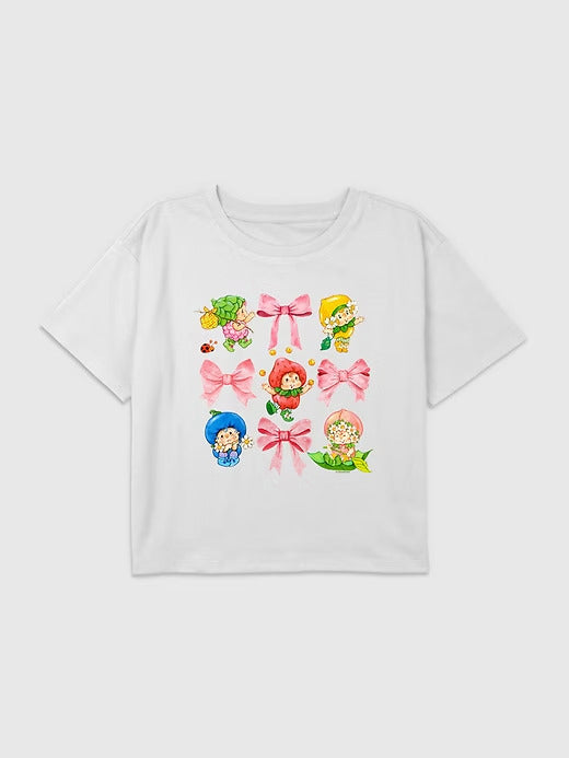 Gap Kids Strawberry Shortcake Berrykin Bows Graphic Boxy Crop T-Shirt