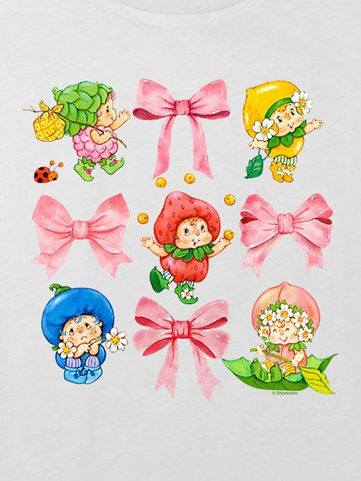 Gap Kids Strawberry Shortcake Berrykin Bows Graphic Boxy Crop T-Shirt