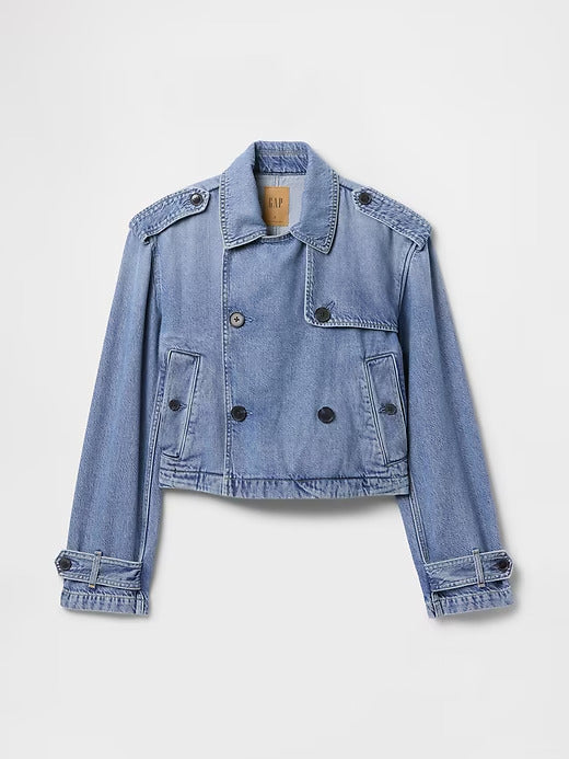Gap Cropped UltraSoft Denim Trench Jacket