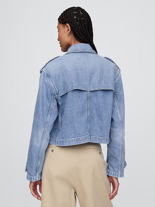Gap Cropped UltraSoft Denim Trench Jacket