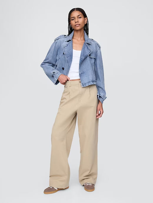 Gap Cropped UltraSoft Denim Trench Jacket