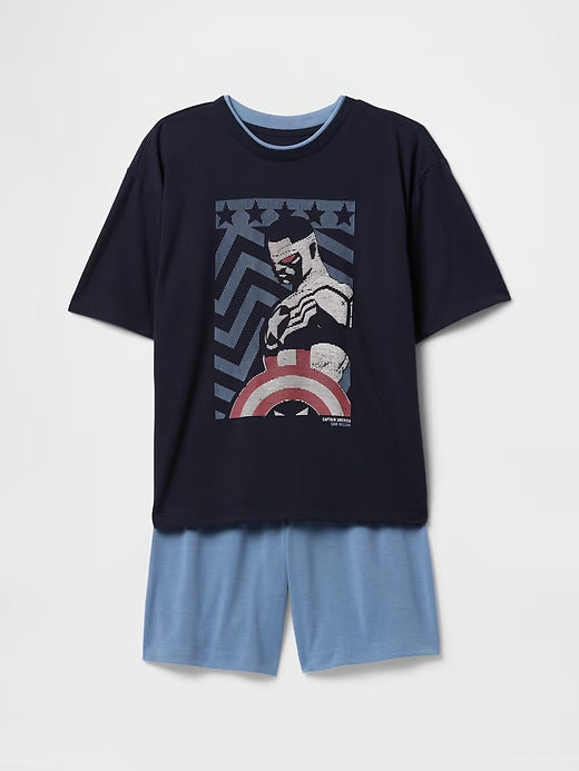 Gap Kids Marvel Captain America Recycled PJ Shorts Set