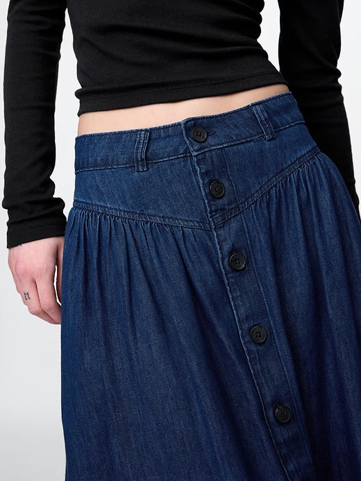 Gap Denim Western Yoke Midi Skirt
