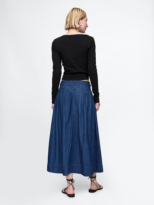 Gap Denim Western Yoke Midi Skirt