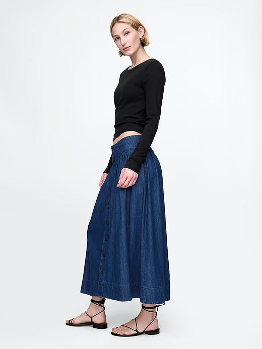Gap Denim Western Yoke Midi Skirt