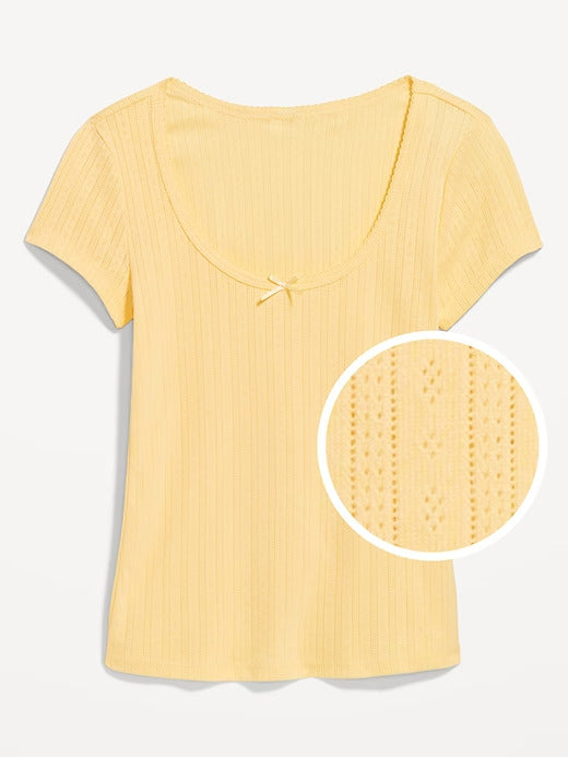 Old Navy Lace-Trim Ribbed Pointelle T-Shirt