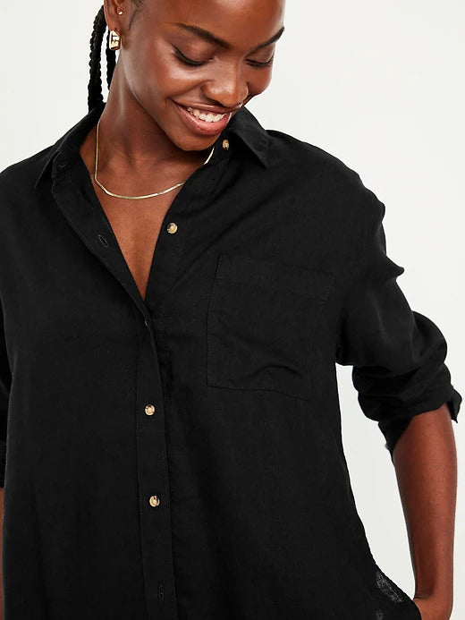 Old Navy Linen-Blend Loose Button-Down Shirt