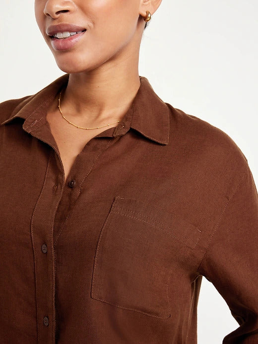 Old Navy Linen-Blend Loose Button-Down Shirt