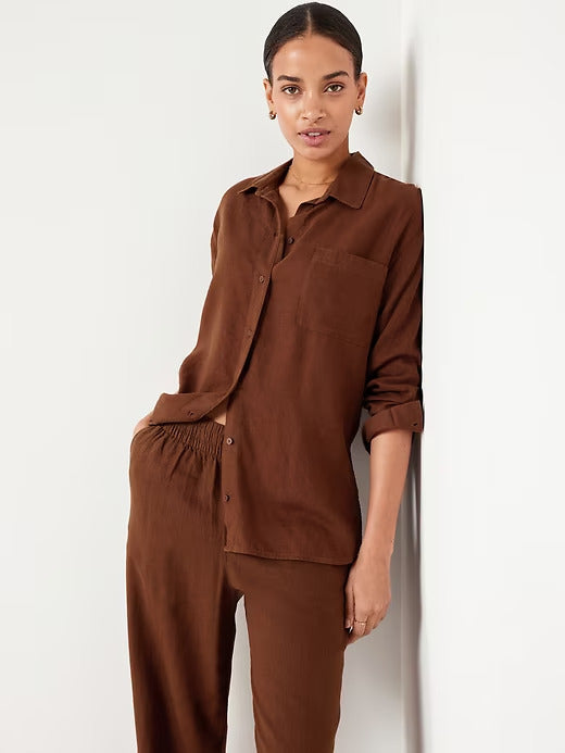 Old Navy Linen-Blend Loose Button-Down Shirt