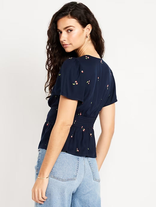 Old Navy V-Neck Button-Down Crepe Top