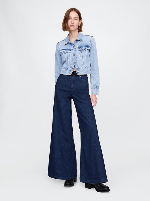 Gap High Rise Knit Relaxed Flare Jeans