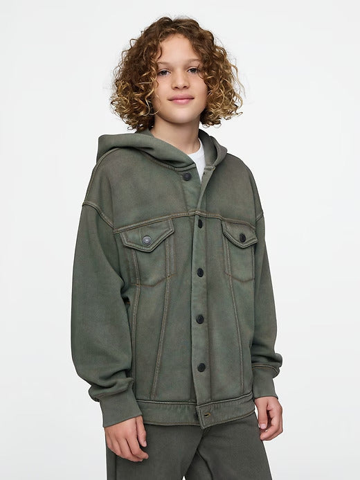 Gap Kids Hooded Icon Sweatshirt Denim Jacket