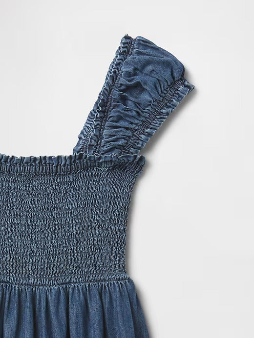 Gap Kids Denim Puff-Sleeve Dress
