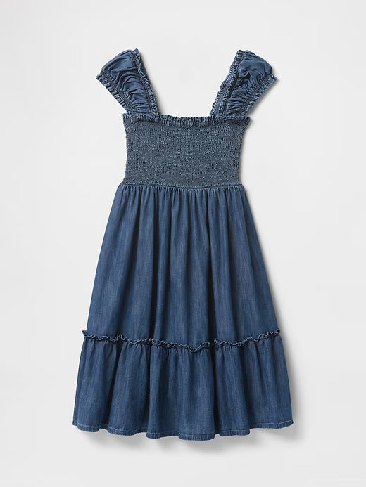 Gap Kids Denim Puff-Sleeve Dress