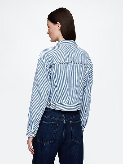 Gap Cropped Floral Denim Icon Jacket