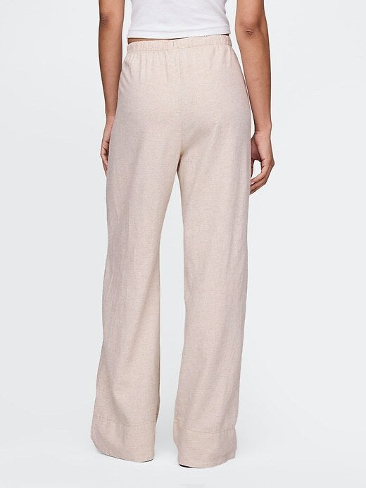 Gap Linen-Blend Easy Wide-Hem Pants