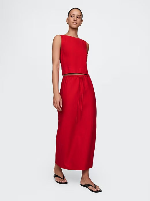 Gap Linen-Blend Midi Skirt