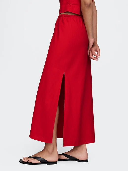 Gap Linen-Blend Midi Skirt