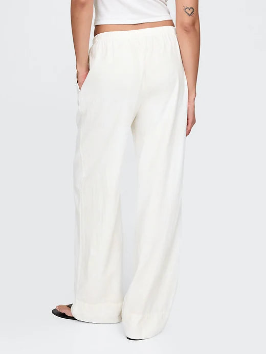 Gap Linen-Blend Easy Wide-Hem Pants