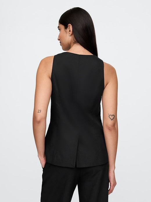 Gap Linen-Blend Square-Neck Longline Vest