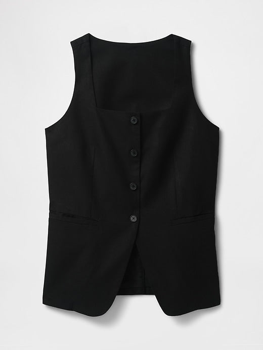 Gap Linen-Blend Square-Neck Longline Vest