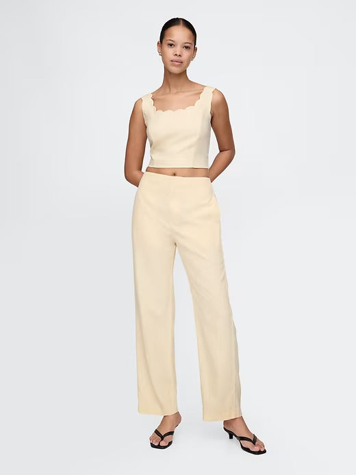Gap Linen-Blend Relaxed Straight Ankle Pants