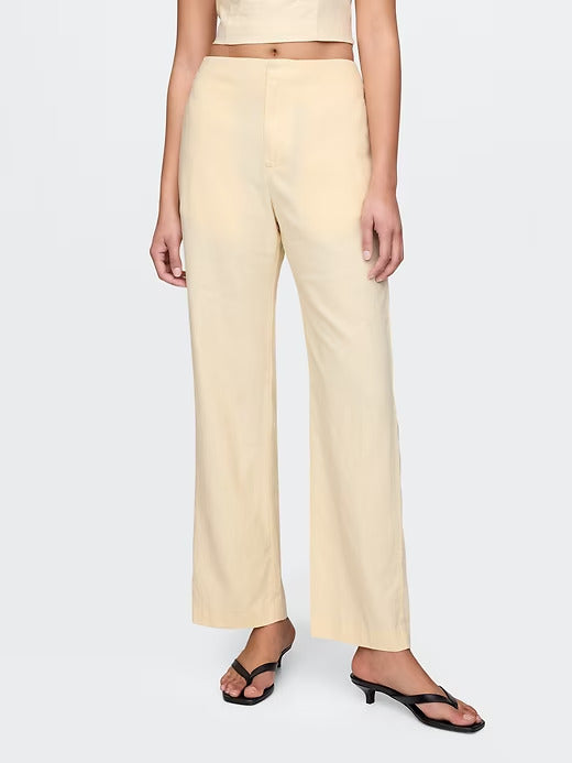 Gap Linen-Blend Relaxed Straight Ankle Pants