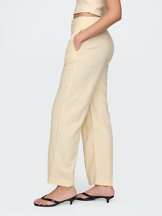 Gap Linen-Blend Relaxed Straight Ankle Pants