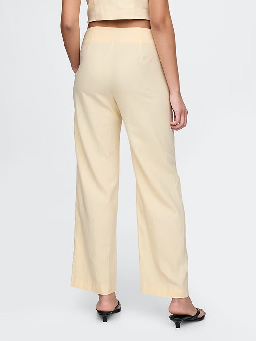 Gap Linen-Blend Relaxed Straight Ankle Pants
