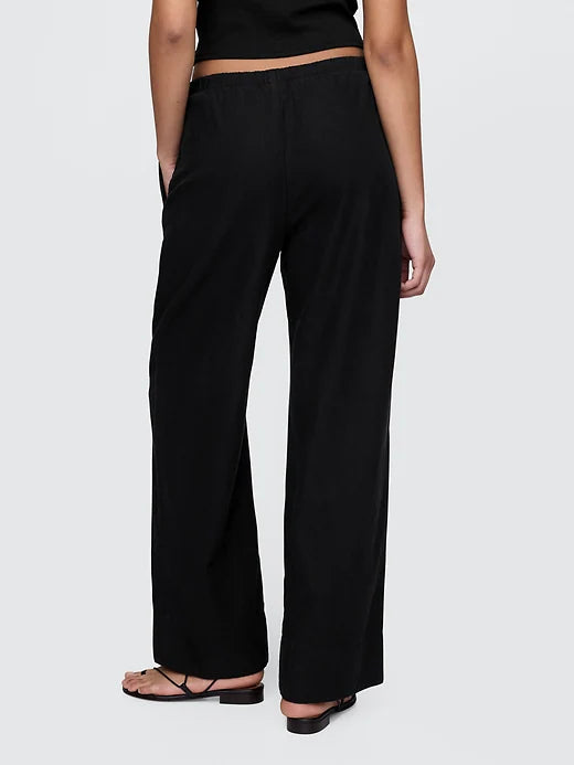 Gap Linen-Blend Easy Wide-Hem Pants