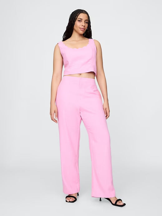 Gap Linen-Blend Relaxed Straight Ankle Pants