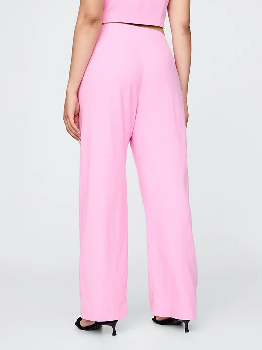 Gap Linen-Blend Relaxed Straight Ankle Pants
