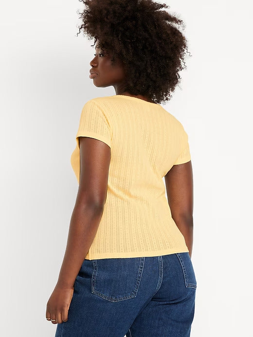 Old Navy Lace-Trim Ribbed Pointelle T-Shirt