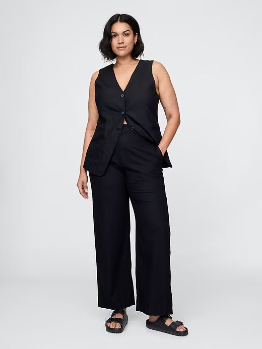 Gap Linen-Blend Relaxed Straight Ankle Pants