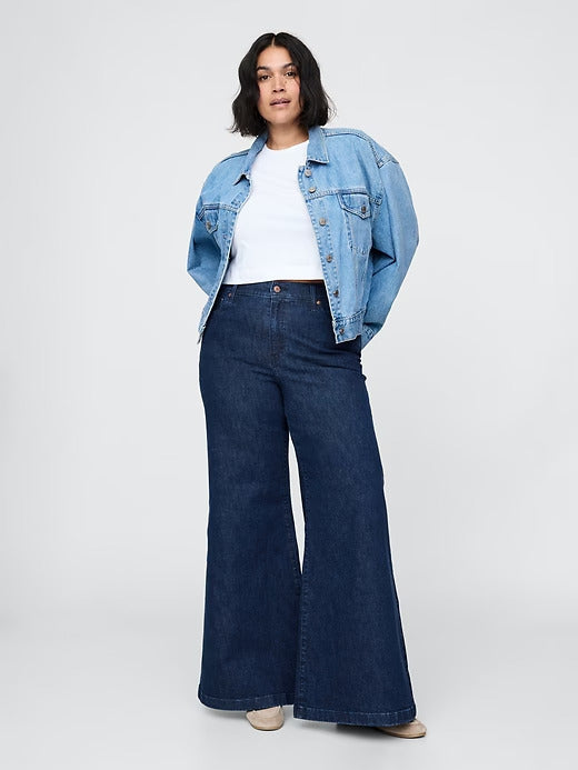 Gap High Rise Knit Relaxed Flare Jeans