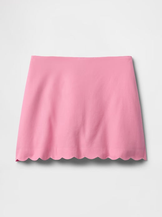 Gap Linen-Blend Scalloped Mini Skort