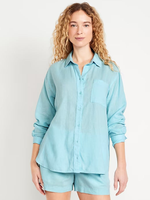 Old Navy Linen-Blend Loose Button-Down Shirt