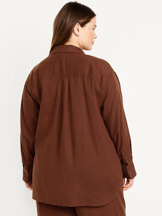 Old Navy Linen-Blend Loose Button-Down Shirt
