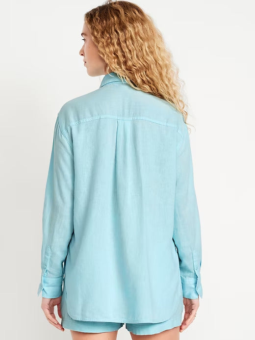 Old Navy Linen-Blend Loose Button-Down Shirt