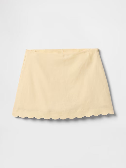 Gap Linen-Blend Scalloped Mini Skort