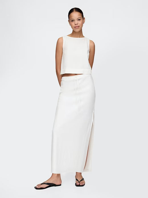 Gap Linen-Blend Midi Skirt