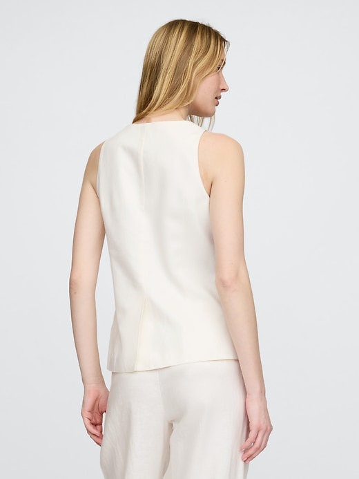 Gap Linen-Blend Square-Neck Longline Vest