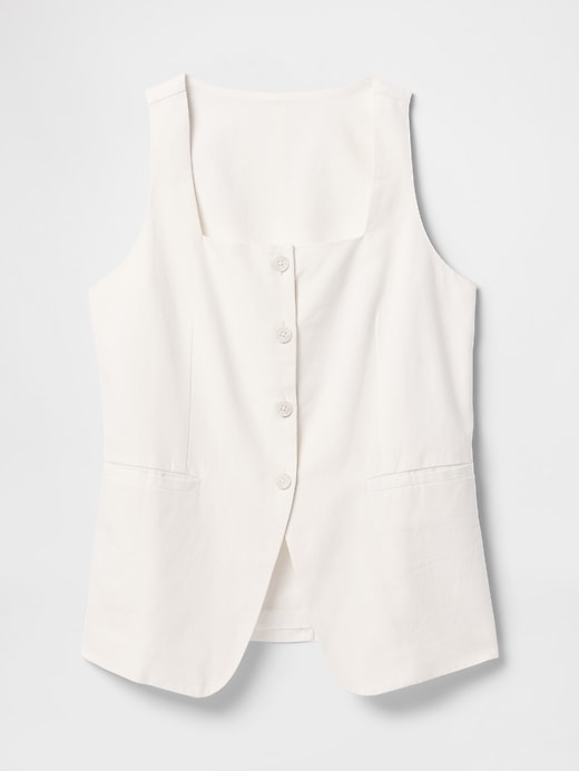 Gap Linen-Blend Square-Neck Longline Vest