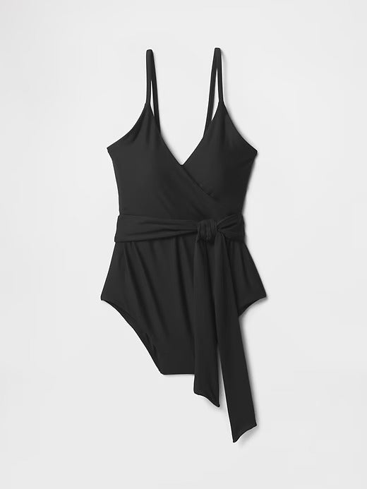Gap Tie-Knot Cutout Wrap One-Piece Swimsuit